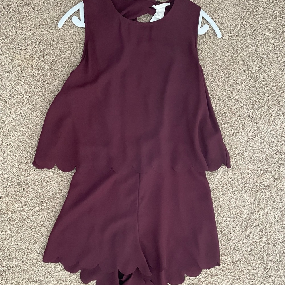 Never worn! Purple Open Back Romper from H&M (Size 10 - fits like 6 or M)